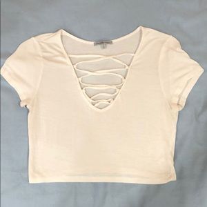 White cross-cross crop top